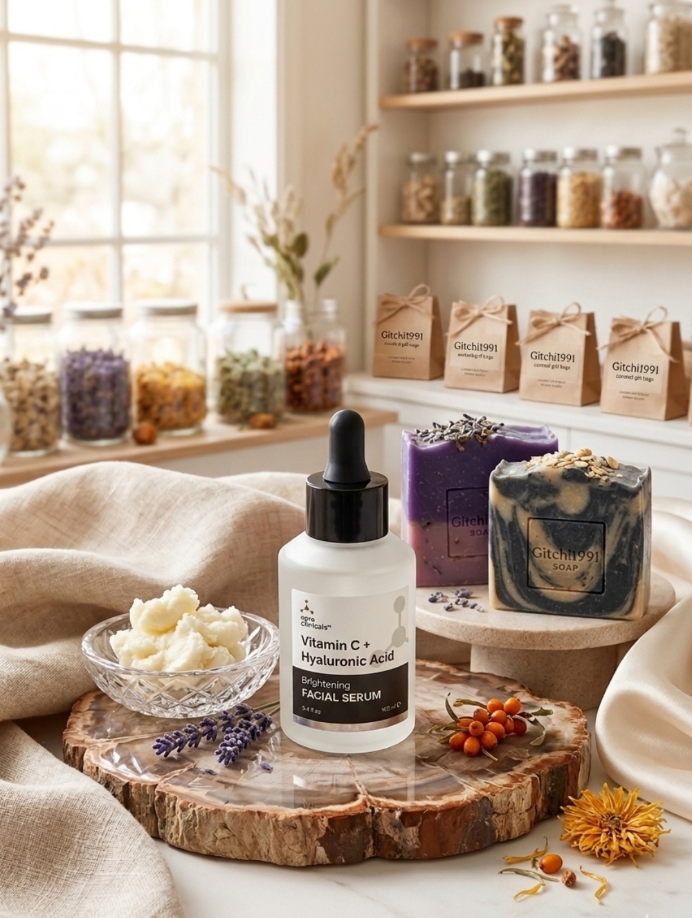 Vitamin C + Hyaluronic Acid Brightening Facial Serum — White